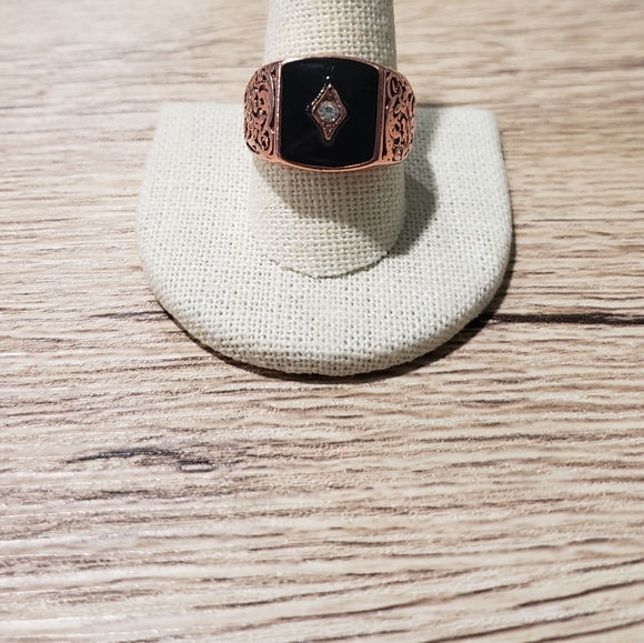 Men's 14k Rose Gold Plated White Sapphire ring - Picture 14 of 15